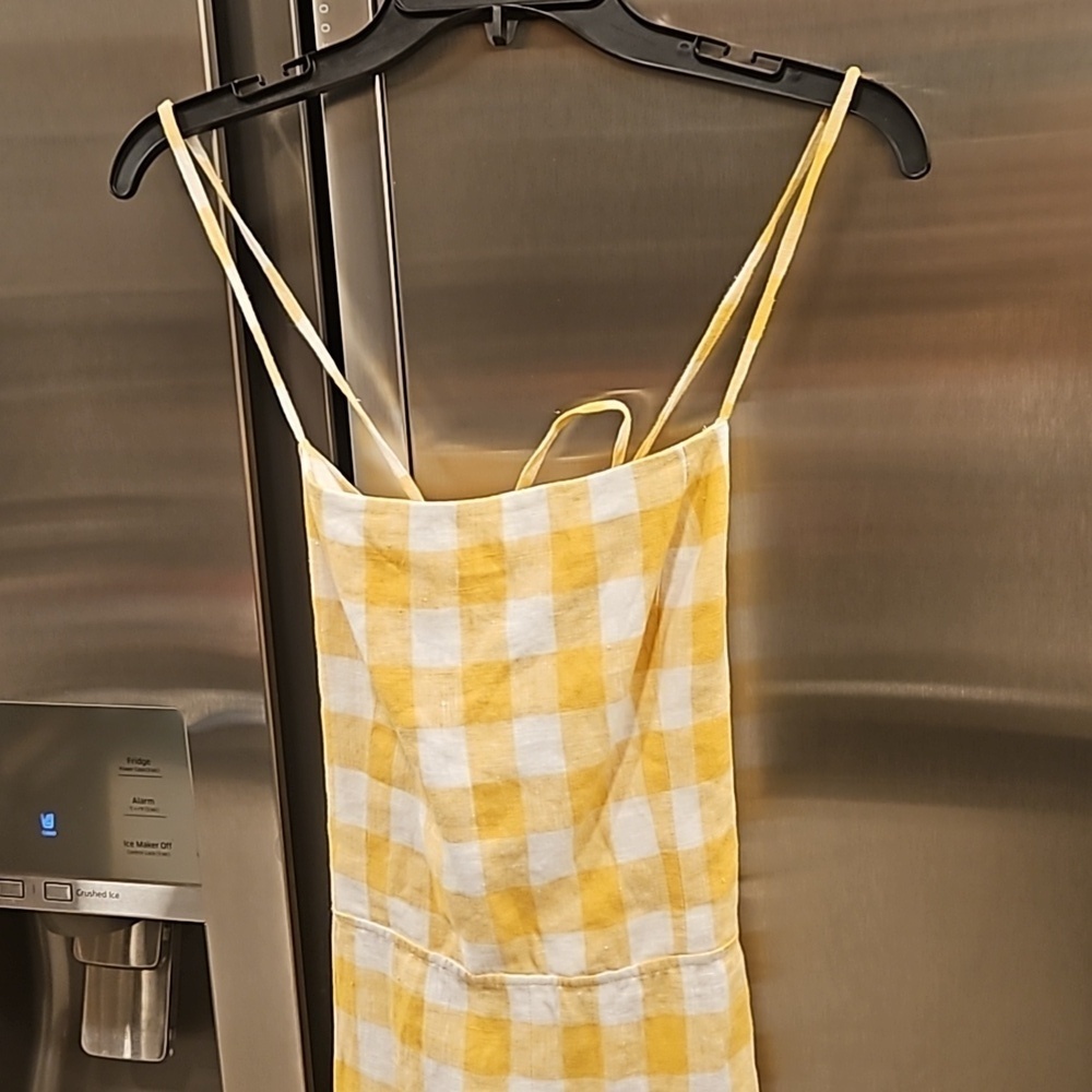 💕REFORMATION💕 Nia Linen Dress ~ Dandelion Check Yellow 12 NWT - Picture 8 of 13